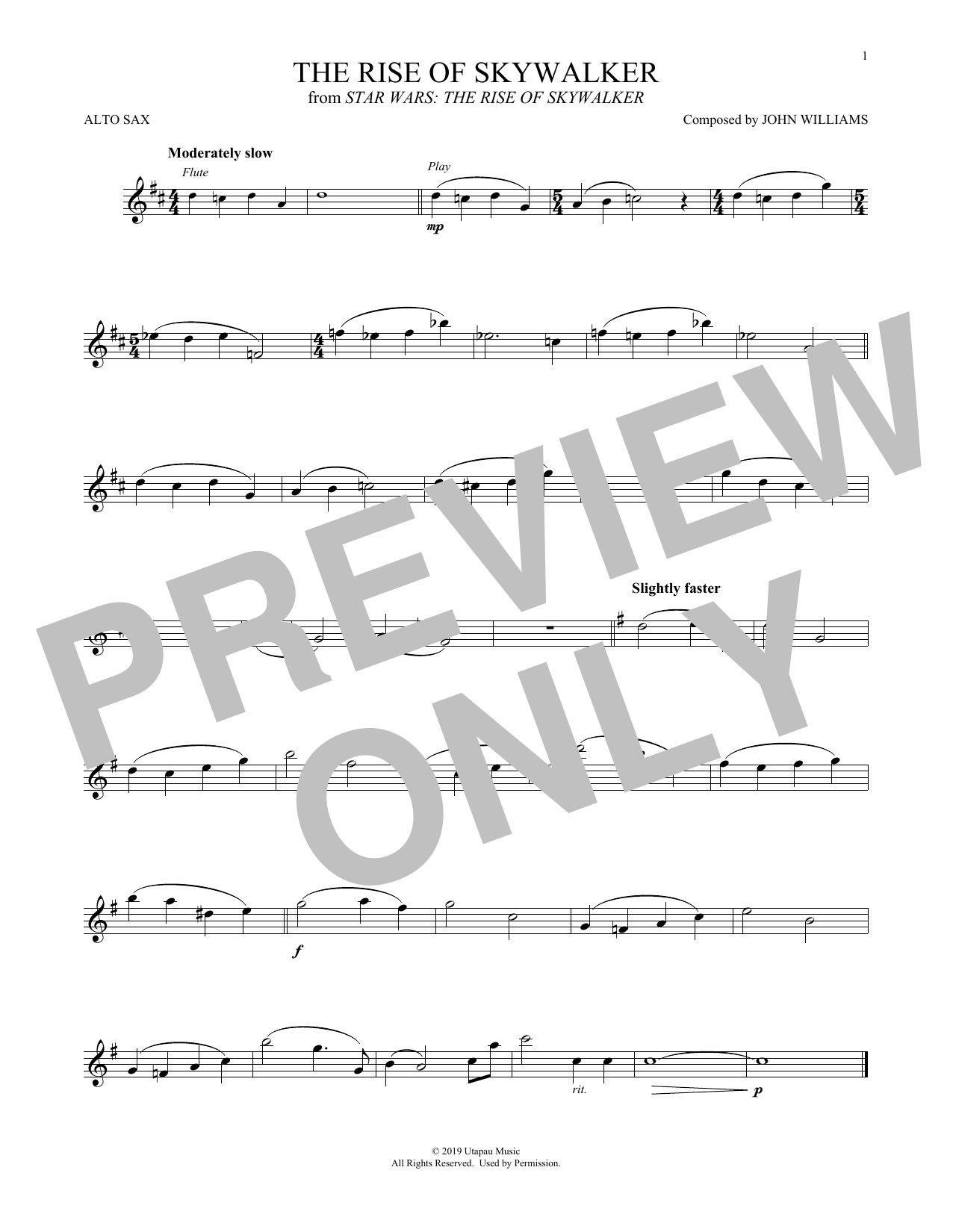 John Williams The Rise Of Skywalker (from Star Wars: The Rise Of Skywalker) sheet music notes and chords arranged for Tenor Sax Solo