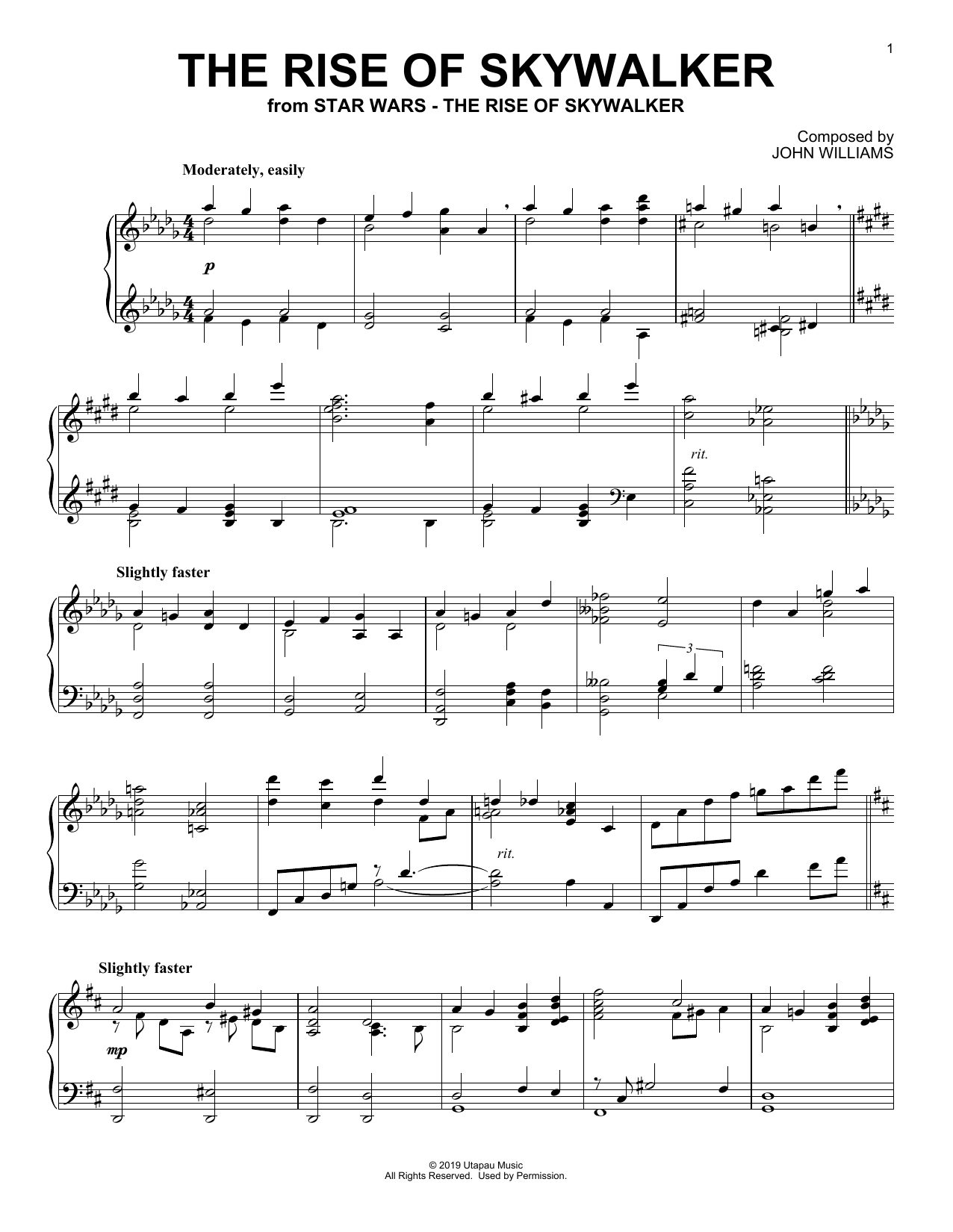 John Williams The Rise Of Skywalker (from The Rise Of Skywalker) sheet music notes and chords arranged for Easy Piano