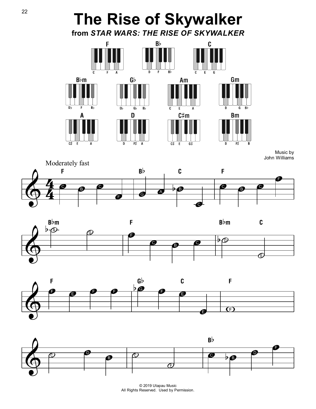 John Williams The Rise of Skywalker sheet music notes and chords arranged for Super Easy Piano