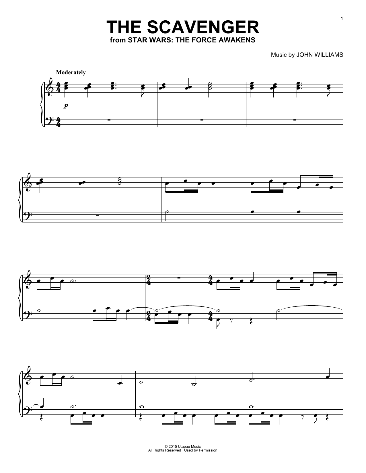 John Williams The Scavenger sheet music notes and chords arranged for Piano Solo