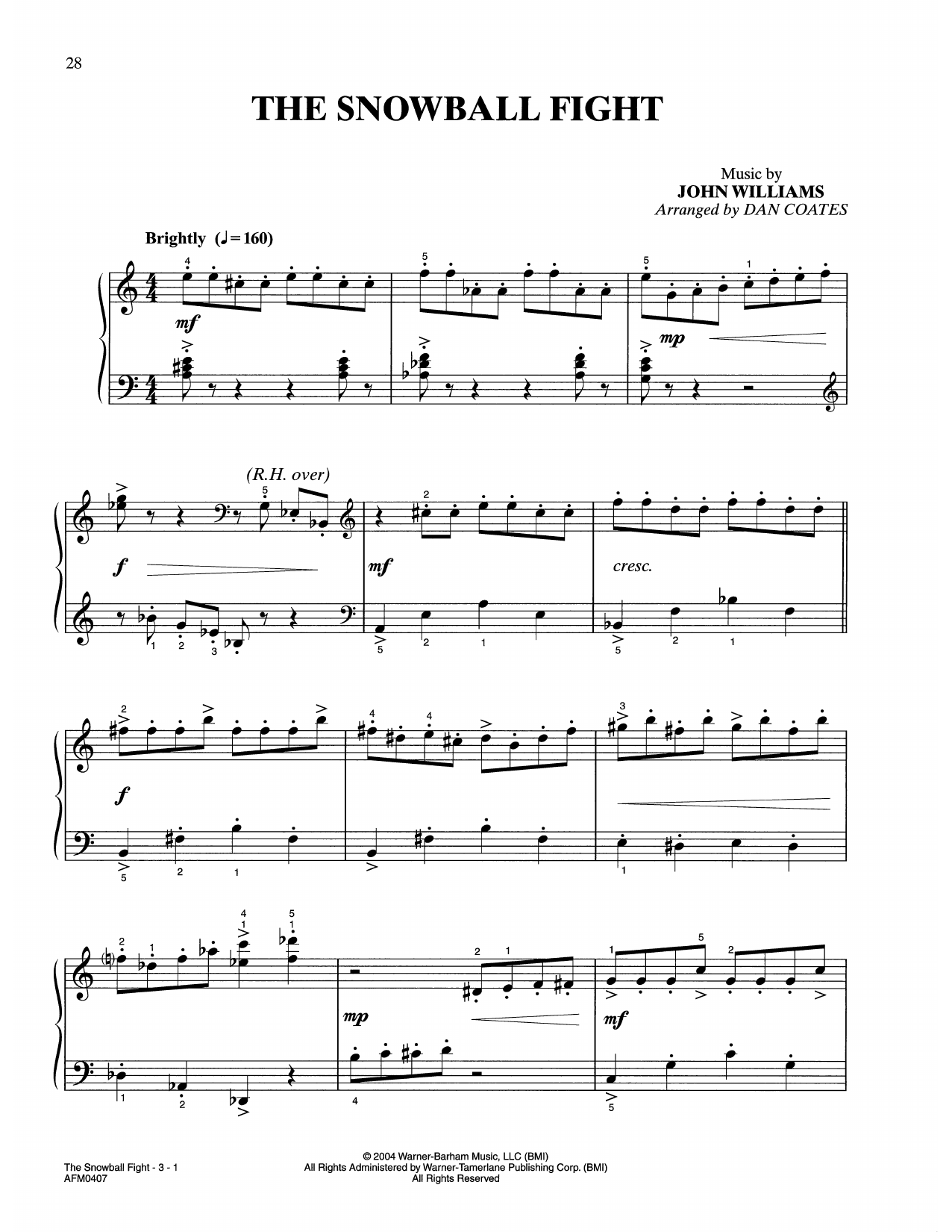 John Williams The Whomping Willow And The Snowball Fight (from Harry Potter) (arr. Dan Coates) sheet music notes and chords arranged for Easy Piano