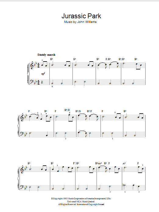 John Williams Theme From Jurassic Park sheet music notes and chords arranged for Violin Solo