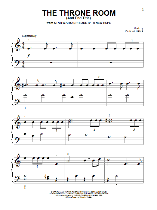 John Williams Throne Room and End Title (from Star Wars: A New Hope) sheet music notes and chords arranged for Easy Guitar Tab