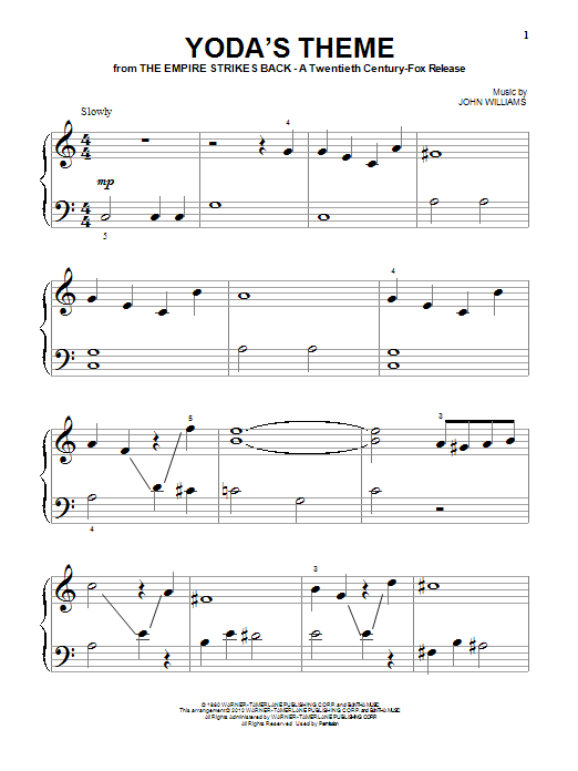 John Williams Yoda's Theme (from Star Wars: The Empire Strikes Back) sheet music notes and chords arranged for Tenor Sax Solo