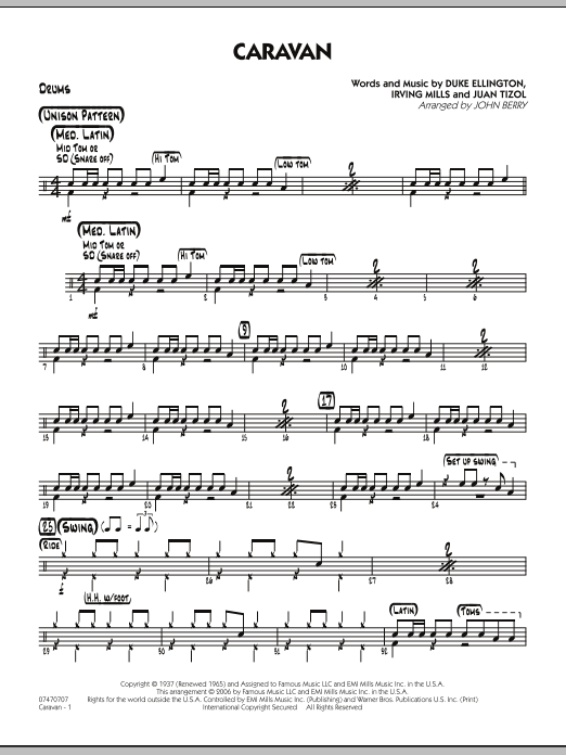 John Berry Caravan - Drums sheet music notes and chords. Download Printable PDF.