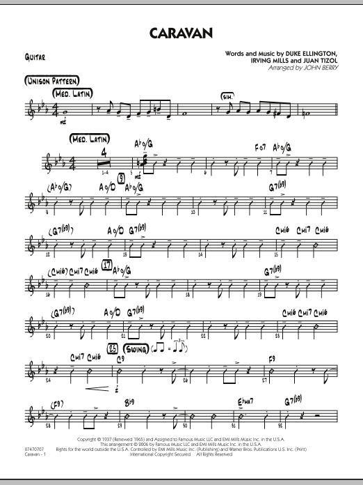 John Berry Caravan - Guitar sheet music notes and chords. Download Printable PDF.