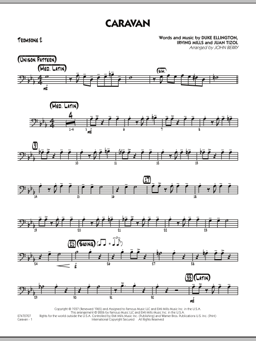 John Berry Caravan - Trombone 2 sheet music notes and chords. Download Printable PDF.