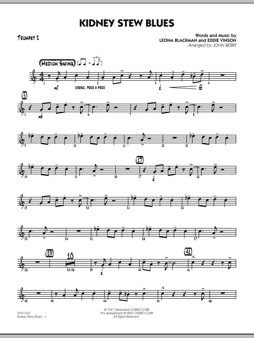 John Berry Kidney Stew Blues - Trumpet 2 sheet music notes and chords. Download Printable PDF.