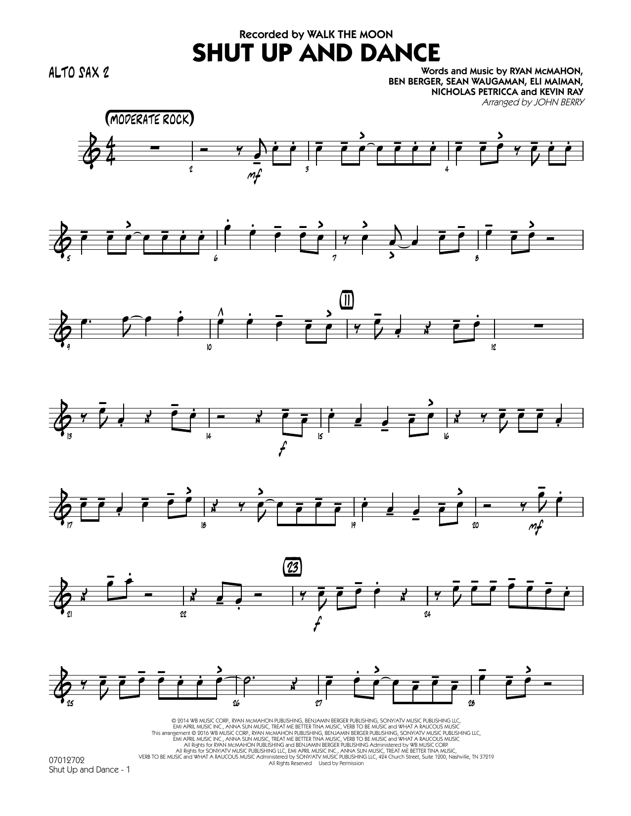 John Berry Shut Up and Dance - Alto Sax 2 sheet music notes and chords arranged for Jazz Ensemble