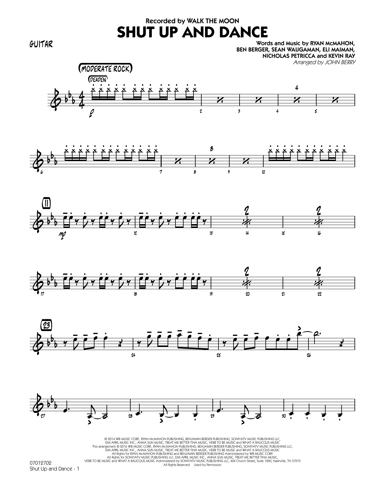 John Berry Shut Up and Dance - Guitar sheet music notes and chords arranged for Jazz Ensemble