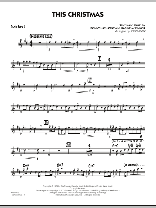 John Berry This Christmas - Alto Sax 1 sheet music notes and chords. Download Printable PDF.