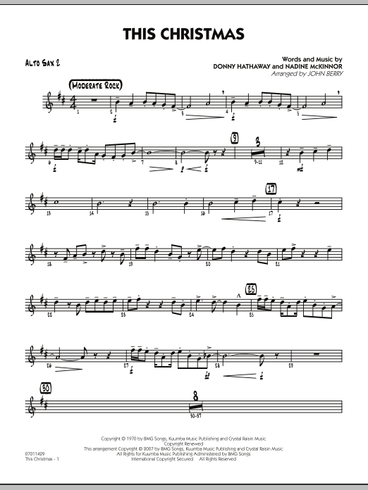 John Berry This Christmas - Alto Sax 2 sheet music notes and chords. Download Printable PDF.