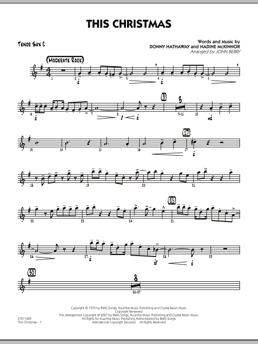 John Berry This Christmas - Tenor Sax 2 sheet music notes and chords. Download Printable PDF.