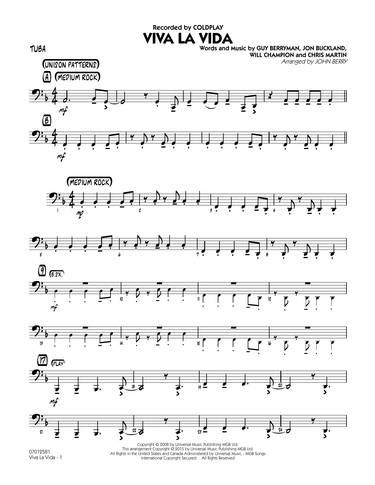 John Berry Viva La Vida - Piano sheet music notes and chords. Download Printable PDF.