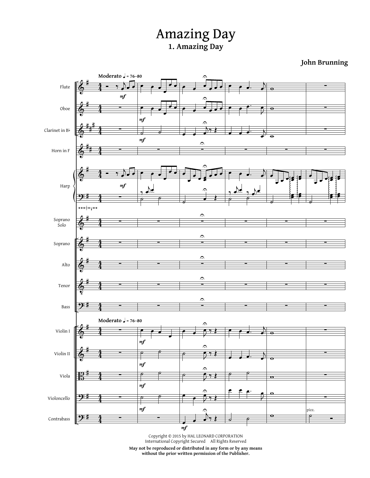 John Brunning Amazing Day - Full Score sheet music notes and chords arranged for Choir Instrumental Pak