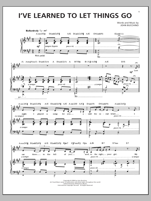 John Bucchino I've Learned To Let Things Go sheet music notes and chords arranged for Piano & Vocal