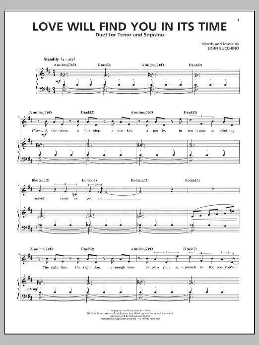 John Bucchino Love Will Find You In Its Time sheet music notes and chords arranged for Piano & Vocal