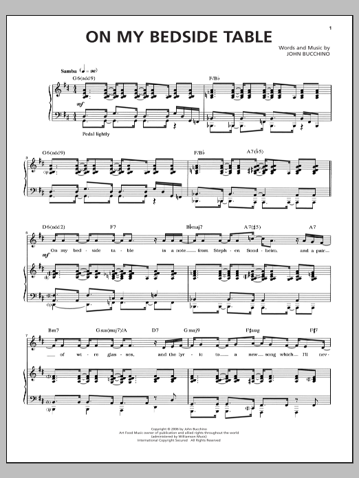 John Bucchino On My Bedside Table sheet music notes and chords arranged for Piano & Vocal