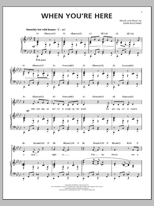 John Bucchino When You're Here sheet music notes and chords arranged for Piano & Vocal