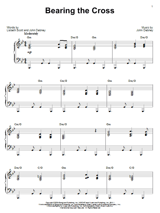 John Debney Bearing The Cross sheet music notes and chords. Download Printable PDF.