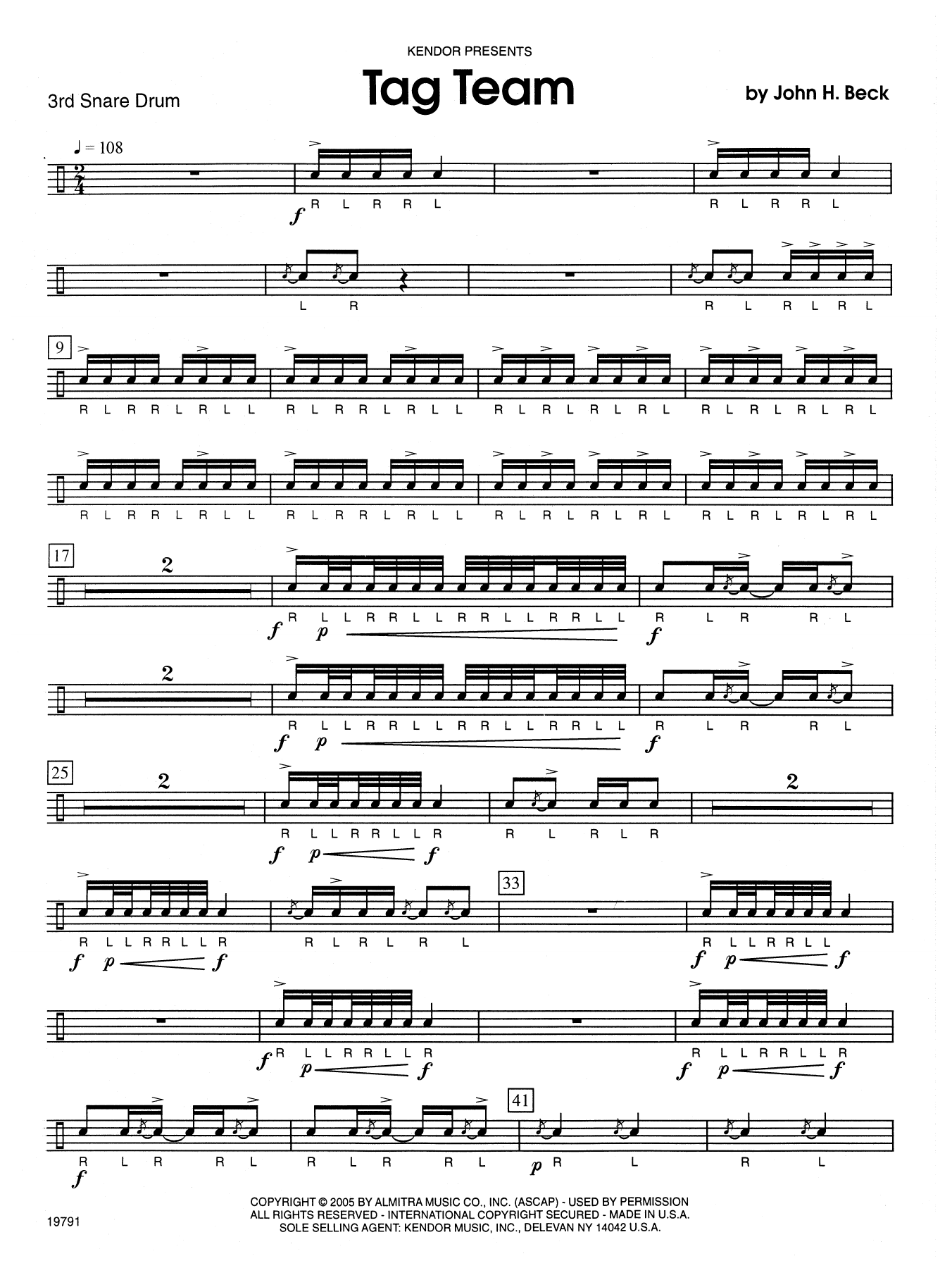 John H. Beck Tag Team - Percussion 3 sheet music notes and chords arranged for Percussion Ensemble
