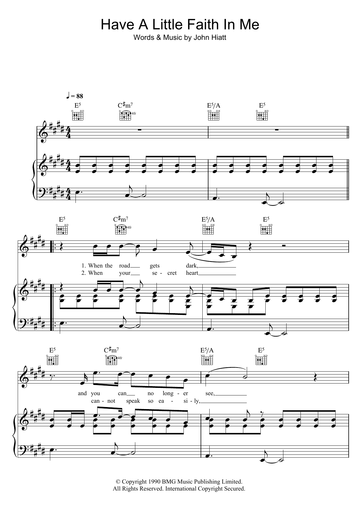 John Hiatt Have A Little Faith In Me sheet music notes and chords. Download Printable PDF.
