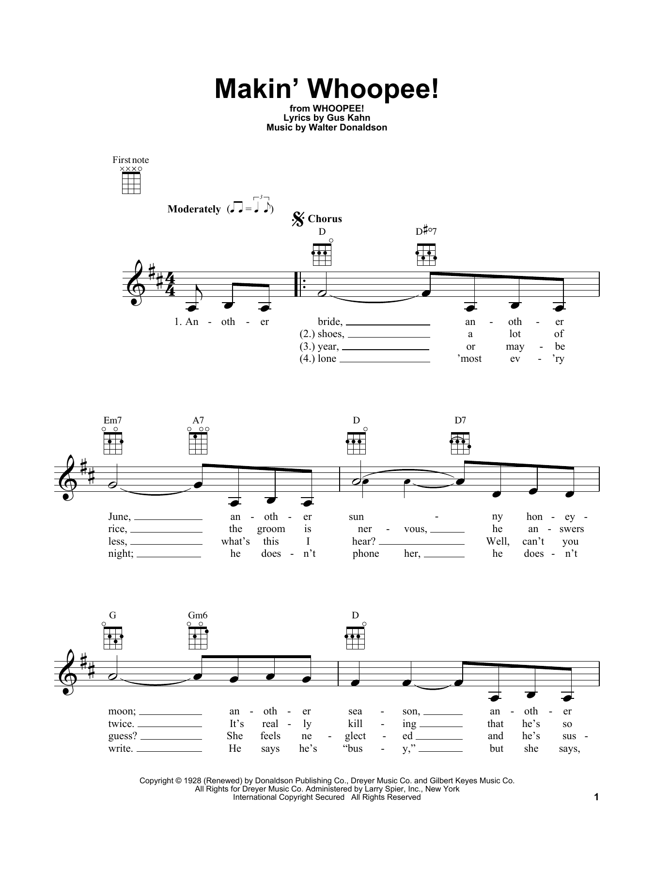 John Hicks Makin' Whoopee! sheet music notes and chords arranged for Ukulele