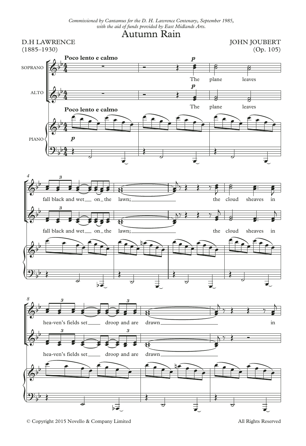 John Joubert Autumn Rain sheet music notes and chords arranged for Piano, Vocal & Guitar Chords