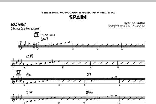 John La Barbera Spain - C Solo Sheet sheet music notes and chords. Download Printable PDF.