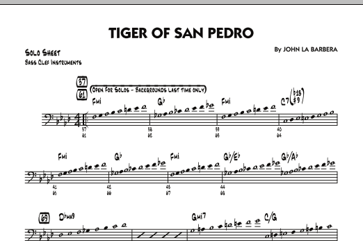 John La Barbera Tiger Of San Pedro - Bass Clef Solo Sheet sheet music notes and chords. Download Printable PDF.