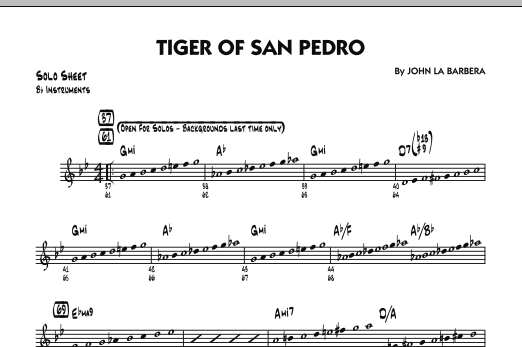 John La Barbera Tiger Of San Pedro - Bb Solo Sheet sheet music notes and chords. Download Printable PDF.