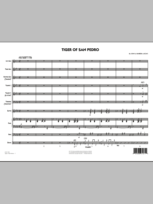 John La Barbera Tiger Of San Pedro - Conductor Score (Full Score) sheet music notes and chords. Download Printable PDF.
