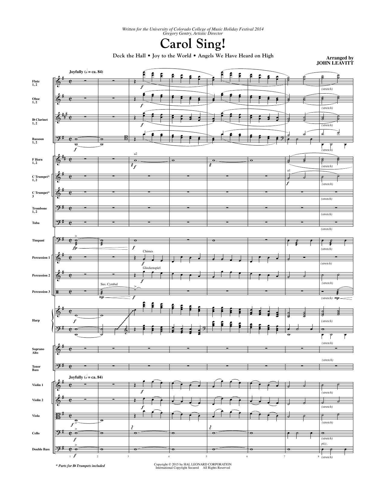 John Leavitt Carol Sing! - Full Score sheet music notes and chords arranged for Choir Instrumental Pak
