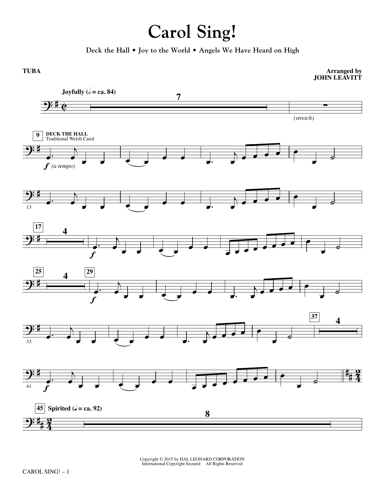 John Leavitt Carol Sing! - Tuba sheet music notes and chords arranged for Choir Instrumental Pak