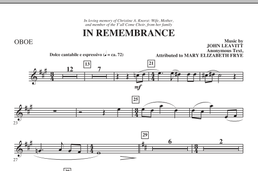 John Leavitt In Remembrance - Oboe sheet music notes and chords. Download Printable PDF.