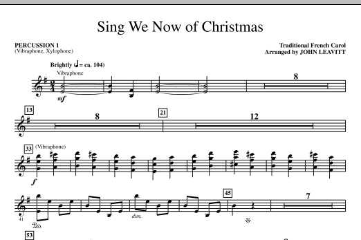 John Leavitt Sing We Now Of Christmas - Percussion 1 sheet music notes and chords. Download Printable PDF.