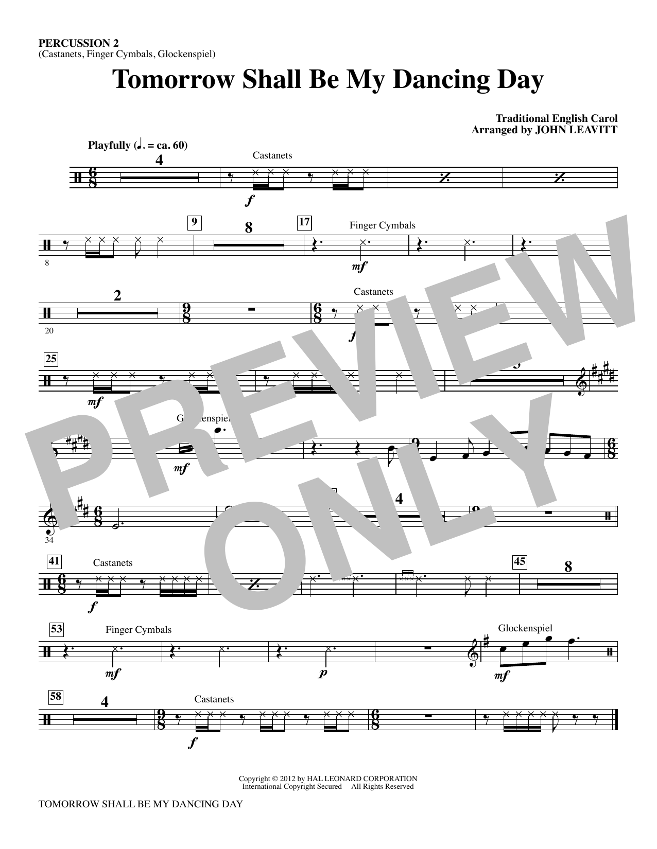 John Leavitt Tomorrow Shall Be My Dancing Day - Percussion 2 sheet music notes and chords arranged for Orchestra