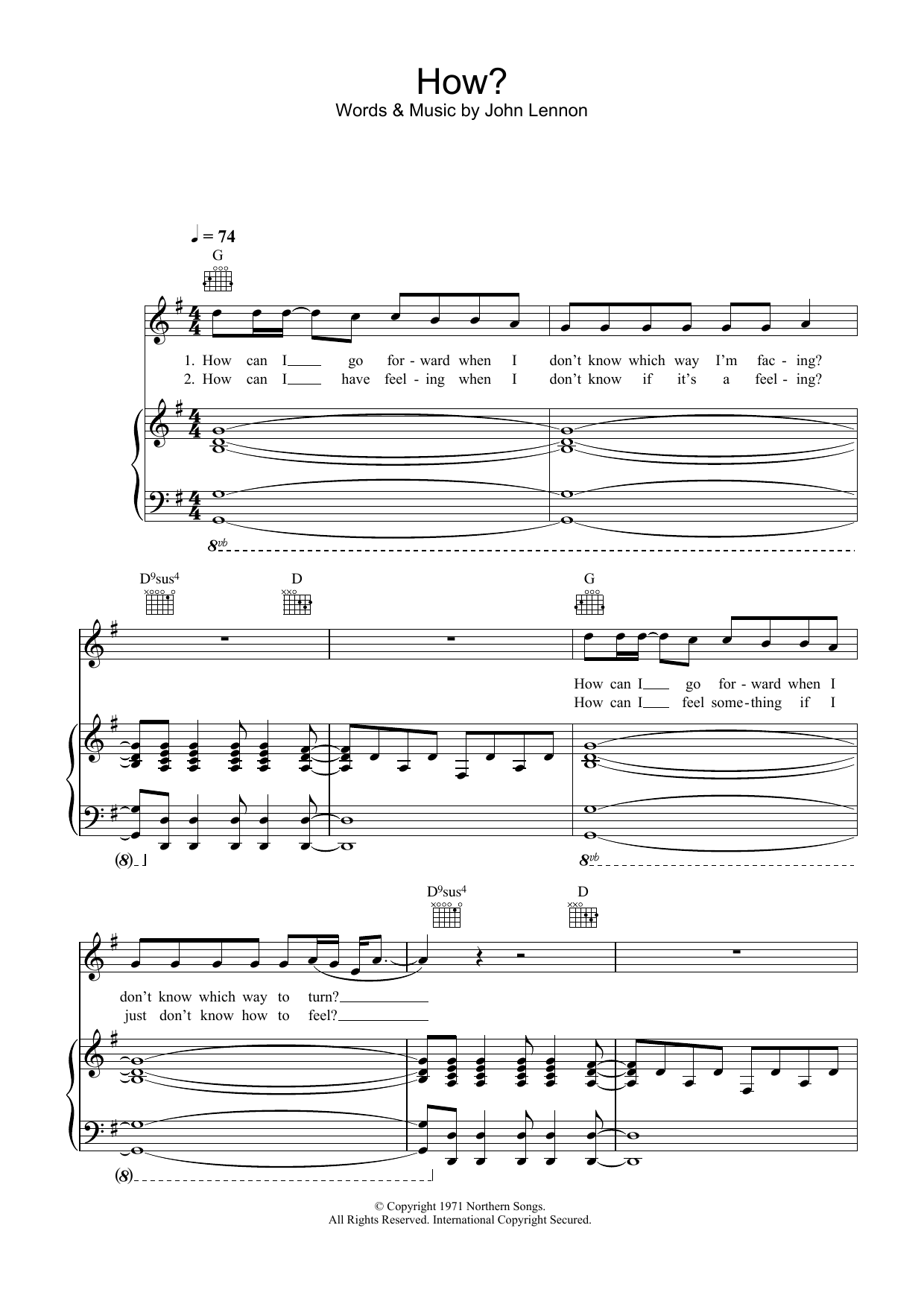 John Lennon How sheet music notes and chords. Download Printable PDF.