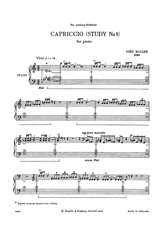 John McCabe Capriccio (Study No. 1) sheet music notes and chords arranged for Piano Solo