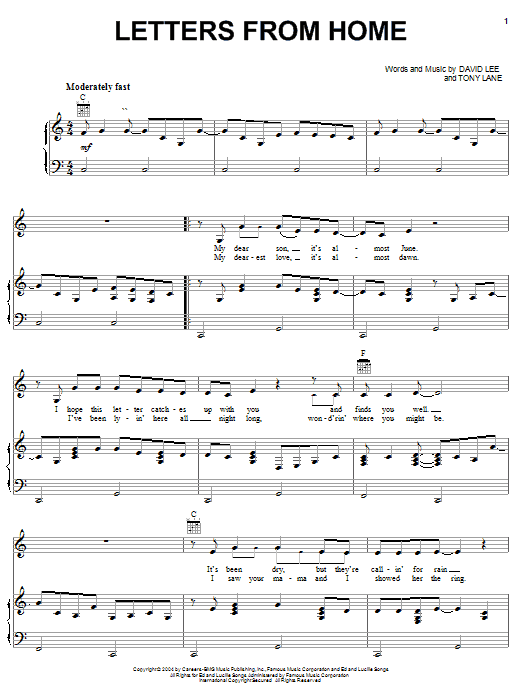 John Michael Montgomery Letters From Home sheet music notes and chords. Download Printable PDF.