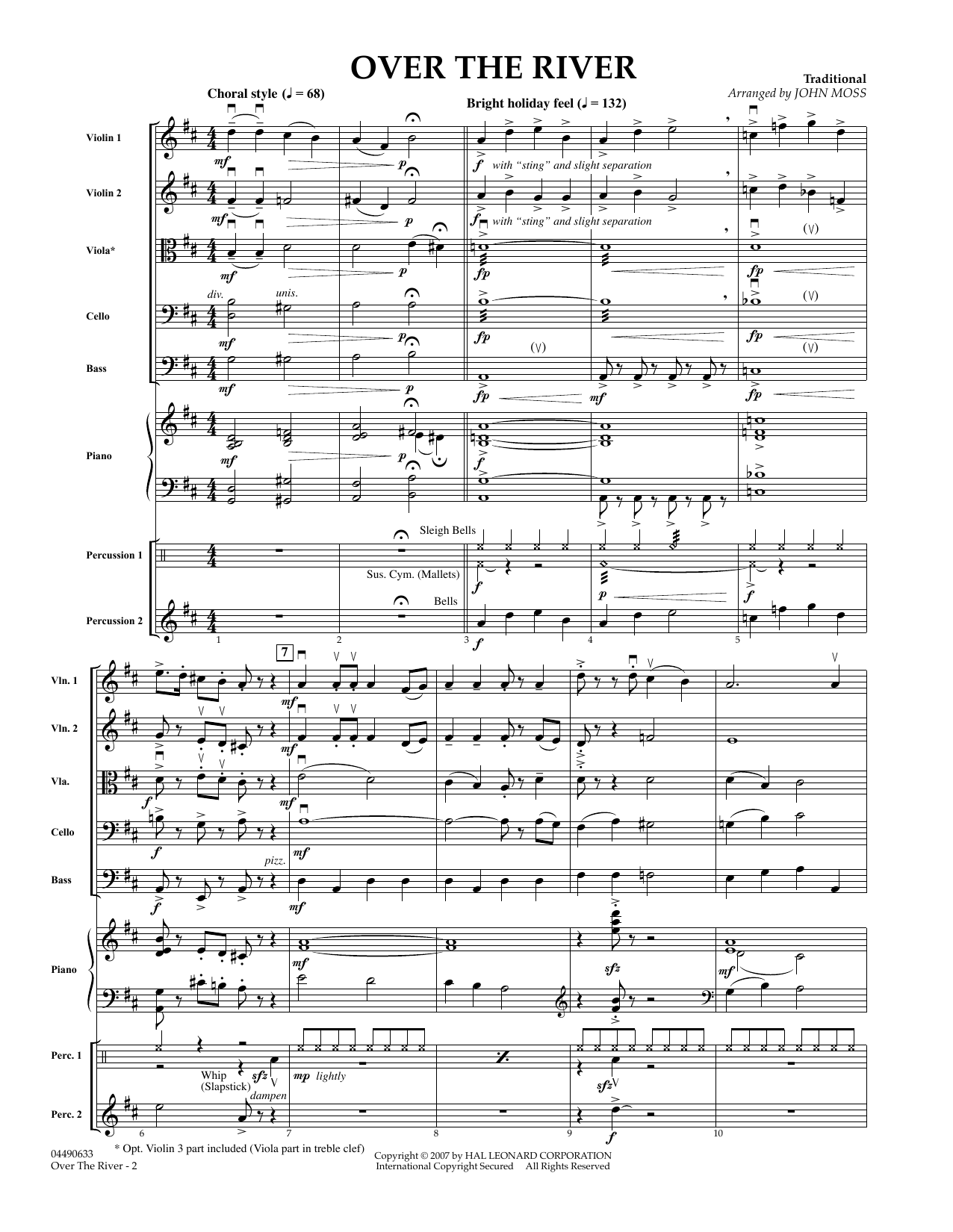 John Moss Over The River - Full Score sheet music notes and chords arranged for Orchestra