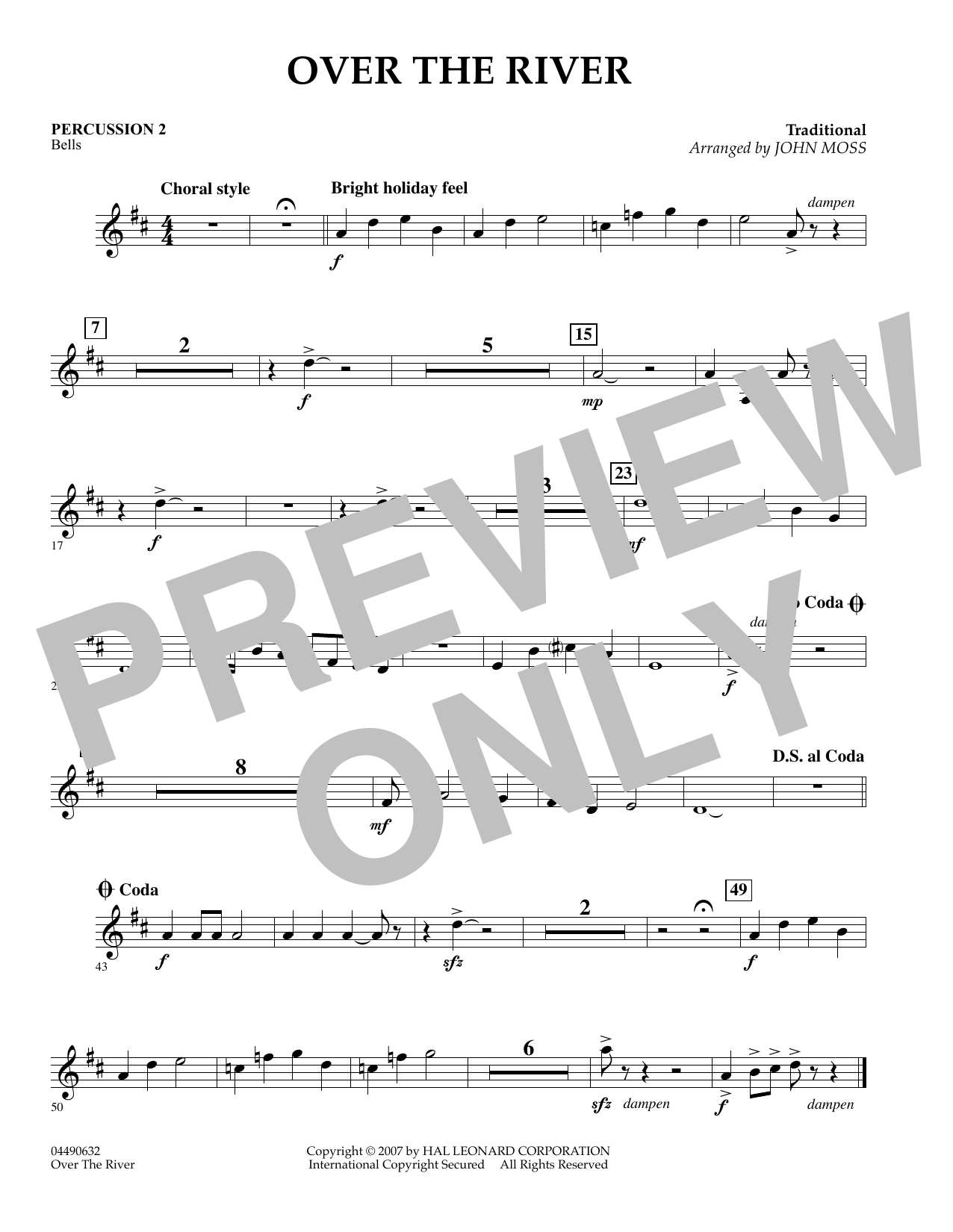 John Moss Over The River - Piano sheet music notes and chords arranged for Orchestra