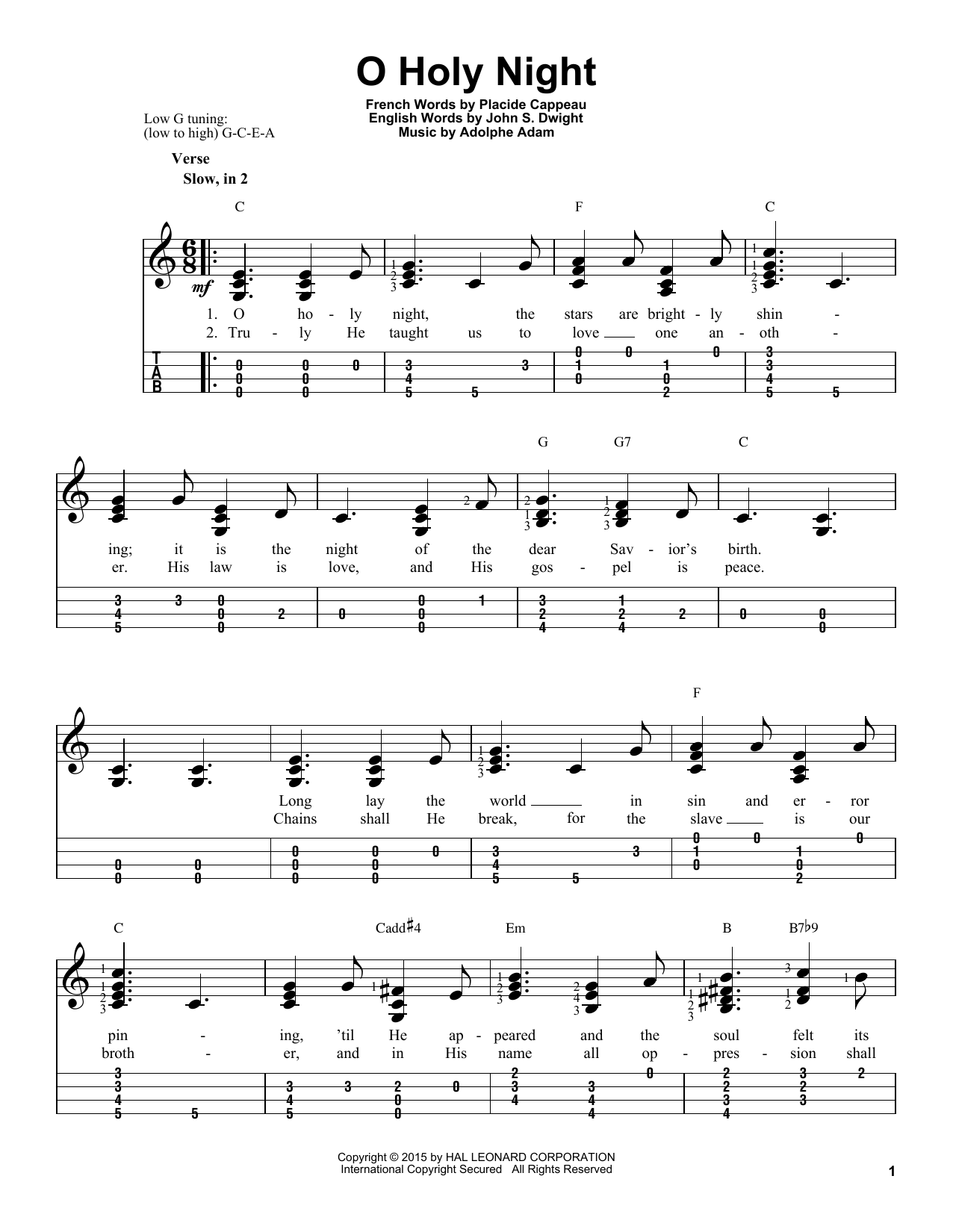 John S. Dwight O Holy Night sheet music notes and chords arranged for Piano Solo