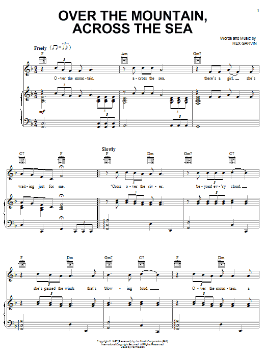Johnnie & Joe Over The Mountain, Across The Sea sheet music notes and chords arranged for Piano, Vocal & Guitar Chords (Right-Hand Melody)