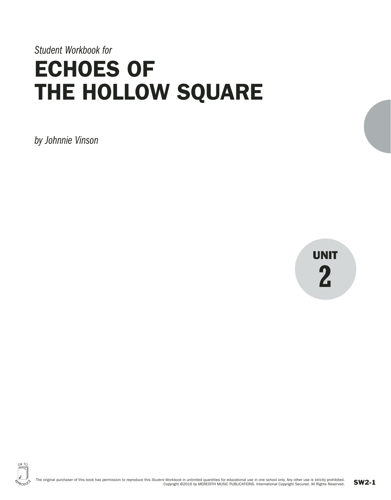 Johnnie Vinson Guides to Band Masterworks, Vol. 6 - Student Workbook - Echoes of The Hollow Square sheet music notes and chords arranged for Instrumental Method