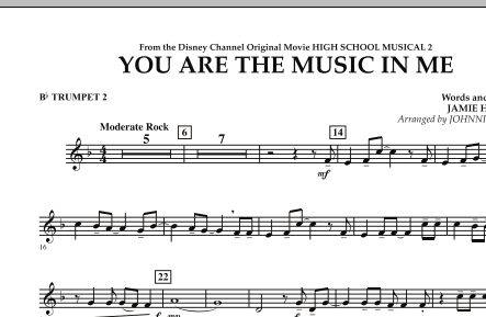 Johnnie Vinson You Are The Music In Me (from High School Musical 2) - Bb Trumpet 2 sheet music notes and chords arranged for Concert Band