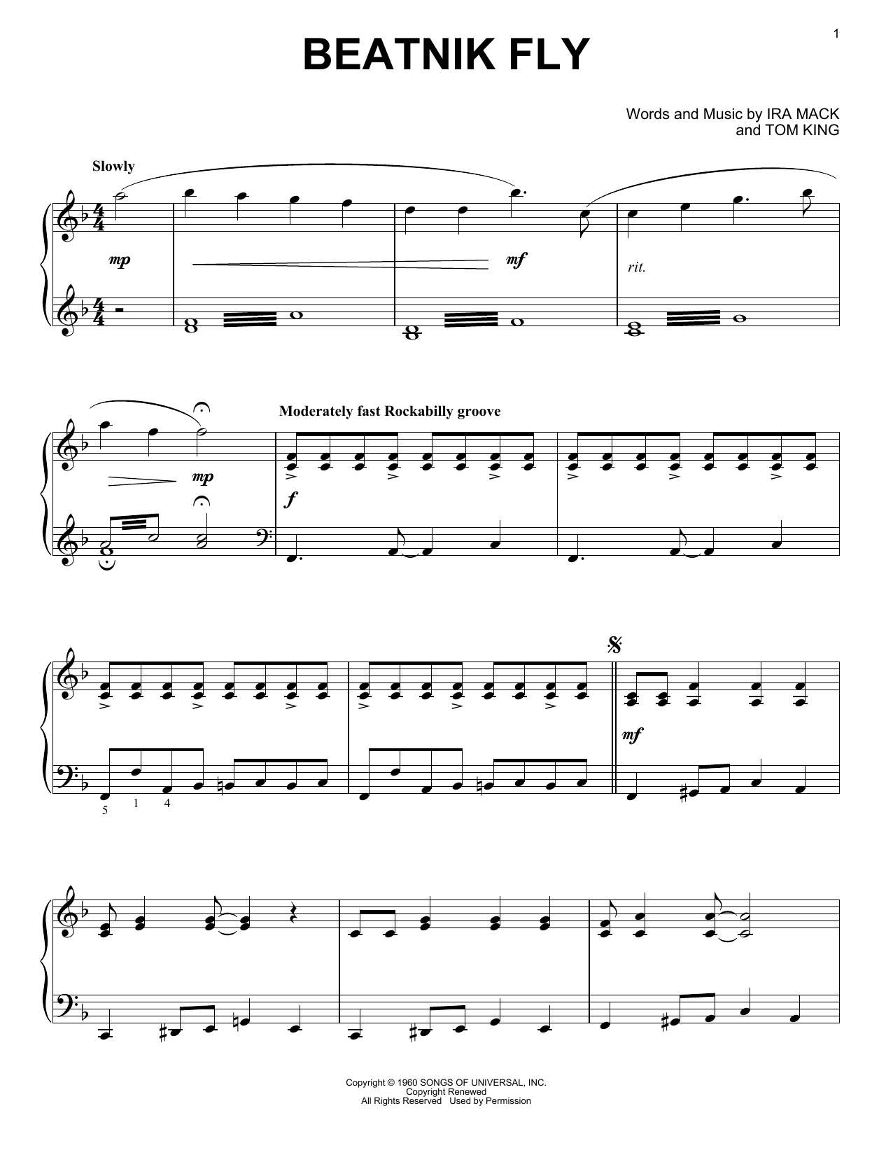 Johnny & The Hurricanes Beatnik Fly sheet music notes and chords arranged for Keyboard Transcription