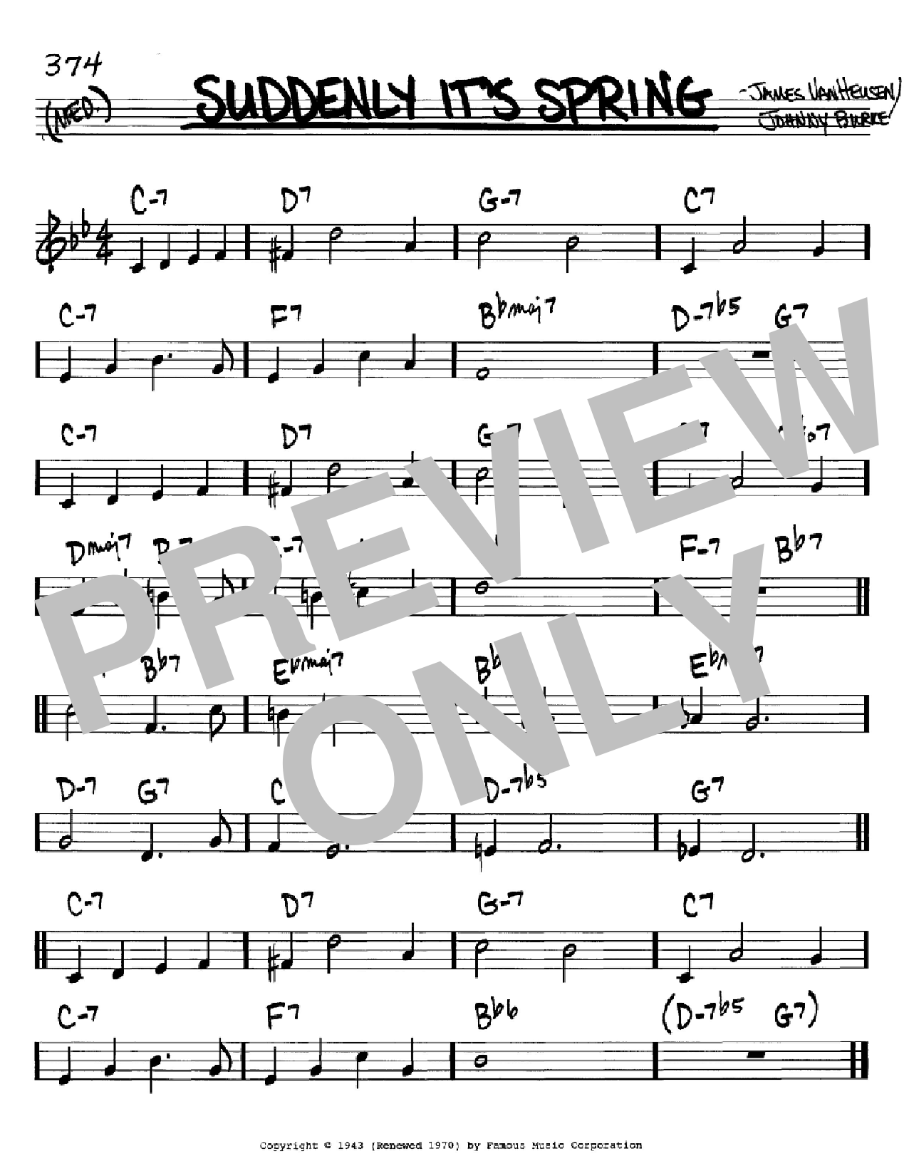 Johnny Burke Suddenly It's Spring sheet music notes and chords arranged for Piano, Vocal & Guitar Chords (Right-Hand Melody)