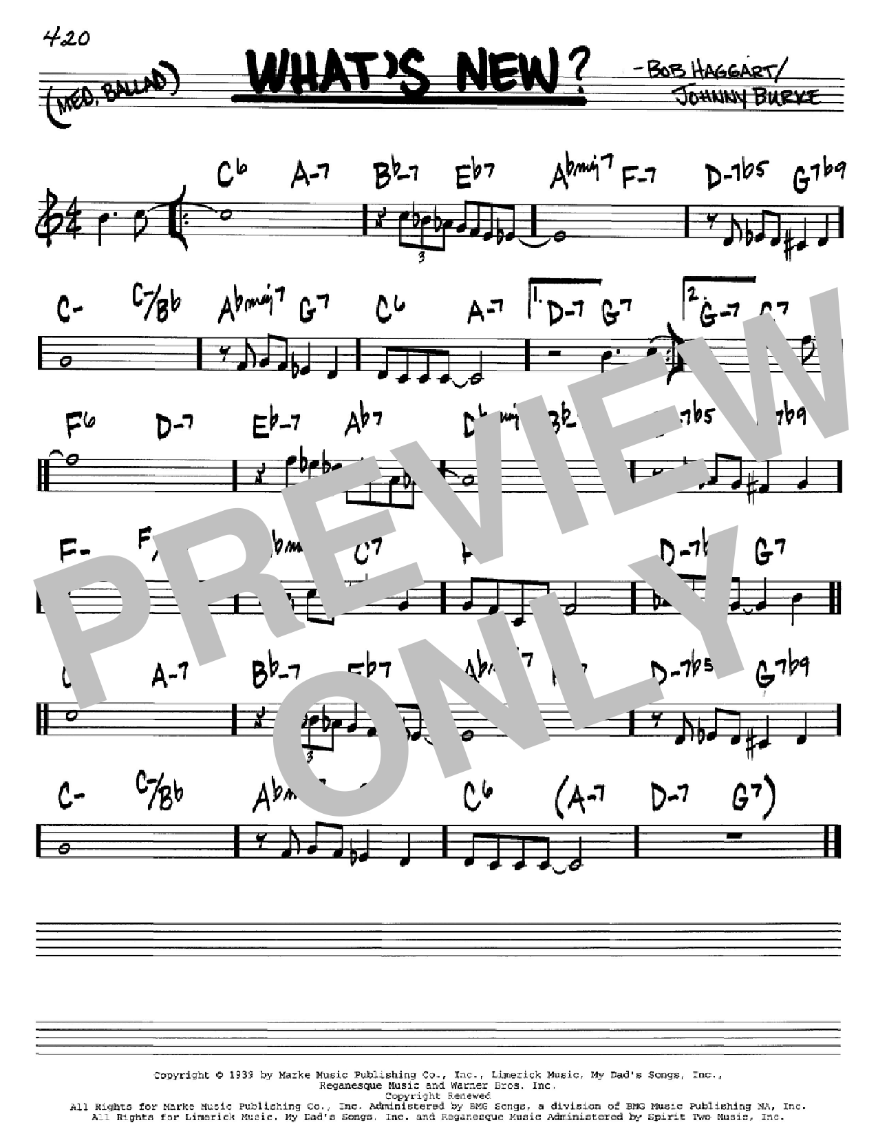Johnny Burke What's New? sheet music notes and chords arranged for Real Book – Melody, Lyrics & Chords