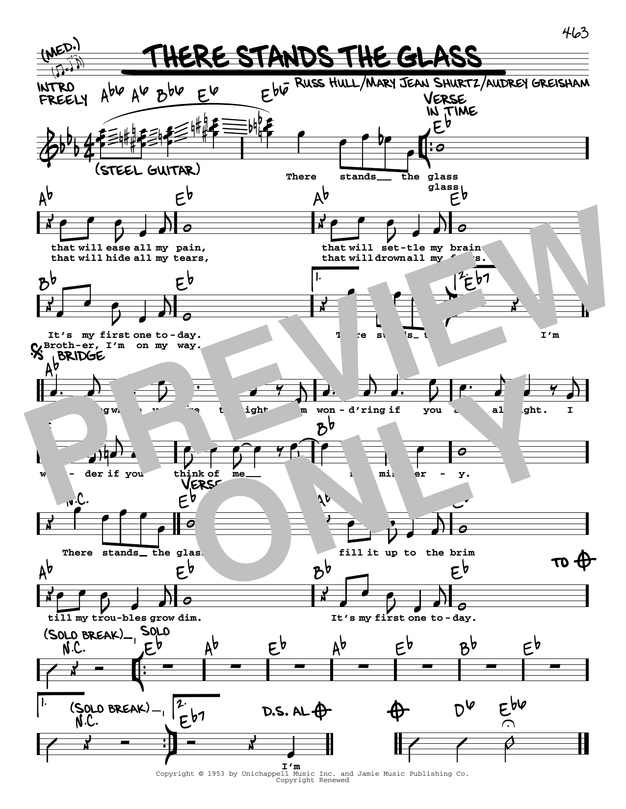 Johnny Bush There Stands The Glass sheet music notes and chords arranged for Real Book – Melody, Lyrics & Chords
